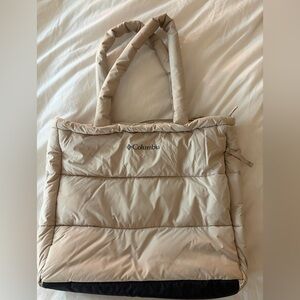 Columbia Puffer Tote Bag – Beige | Lightweight Work/Travel Bag